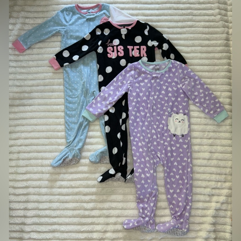 3 Piece Toddler Girl’s Size 3T Pajama Sleeper Bundle